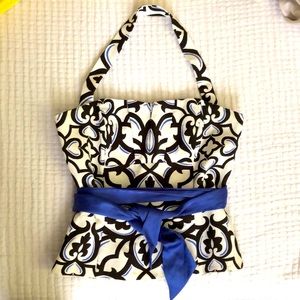 WHBM Convertible geometric Halter/Strapless boned corset